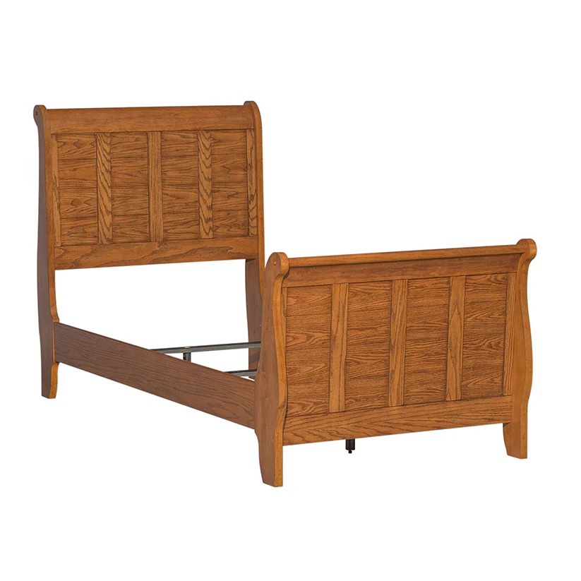 Grandpa's Cabin Wood Sleigh Bed - Aged Oak