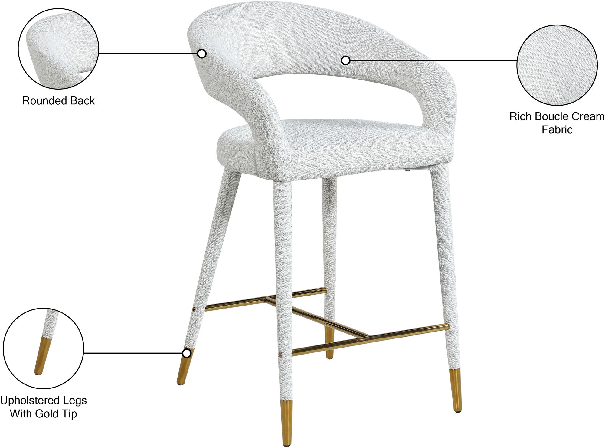 Destiny Boucle Fabric Counter Stool