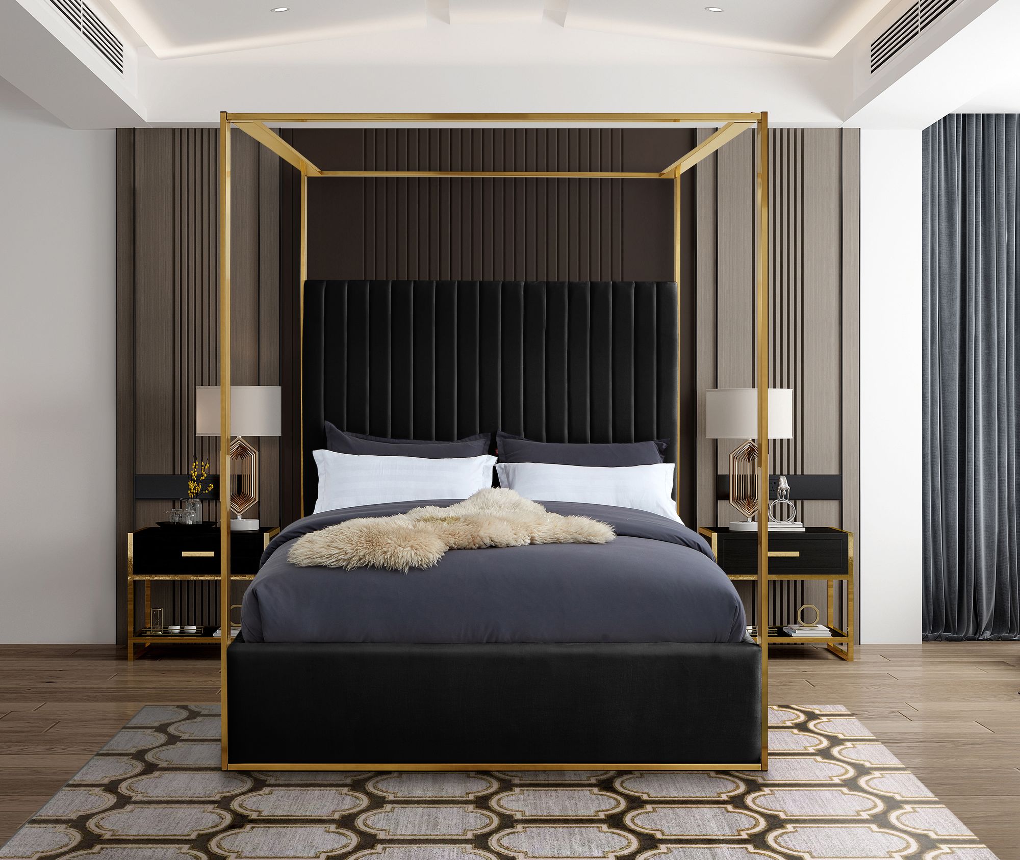Jones Velvet King Size Canopy Bed