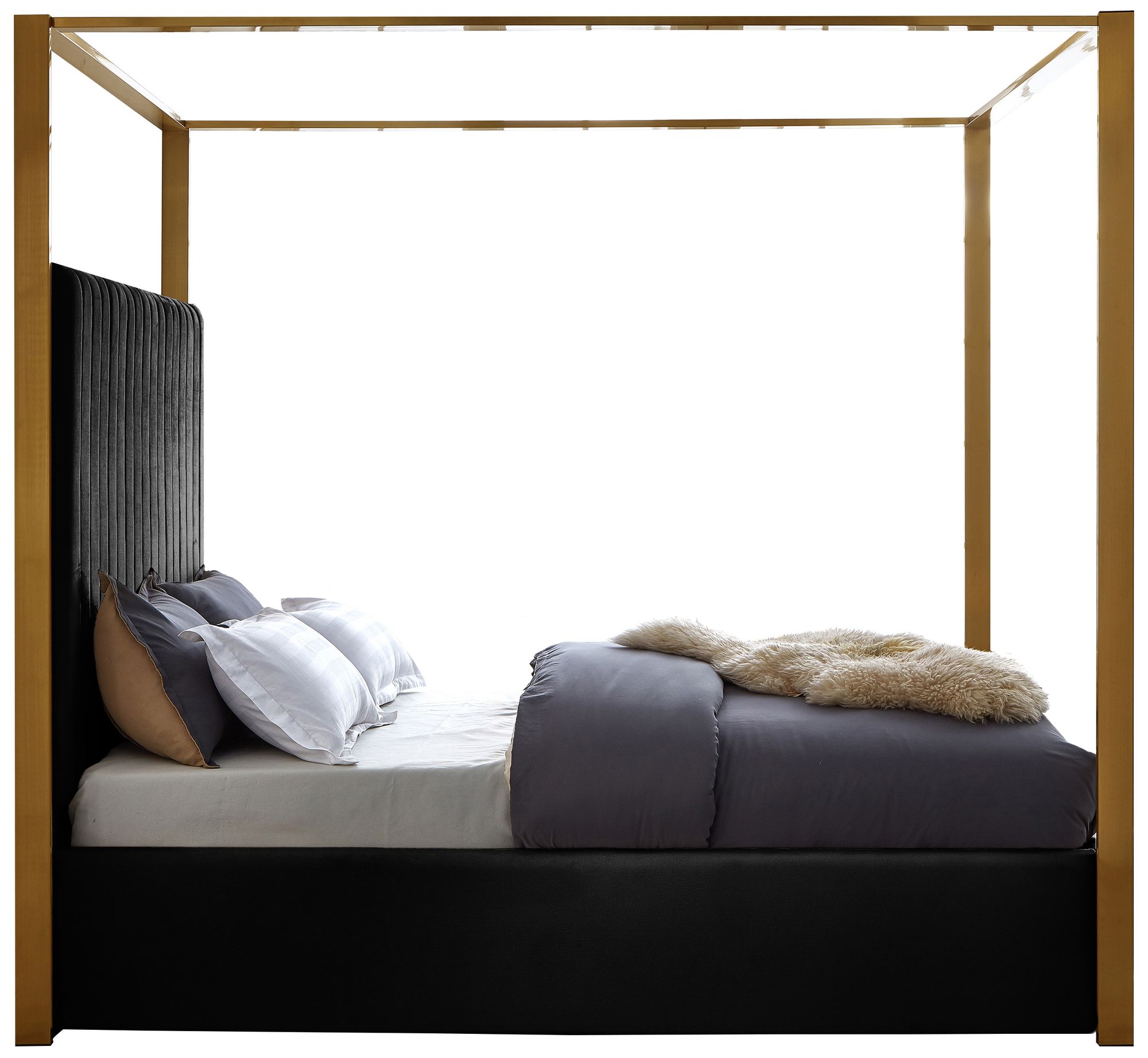 Jones Velvet King Size Canopy Bed