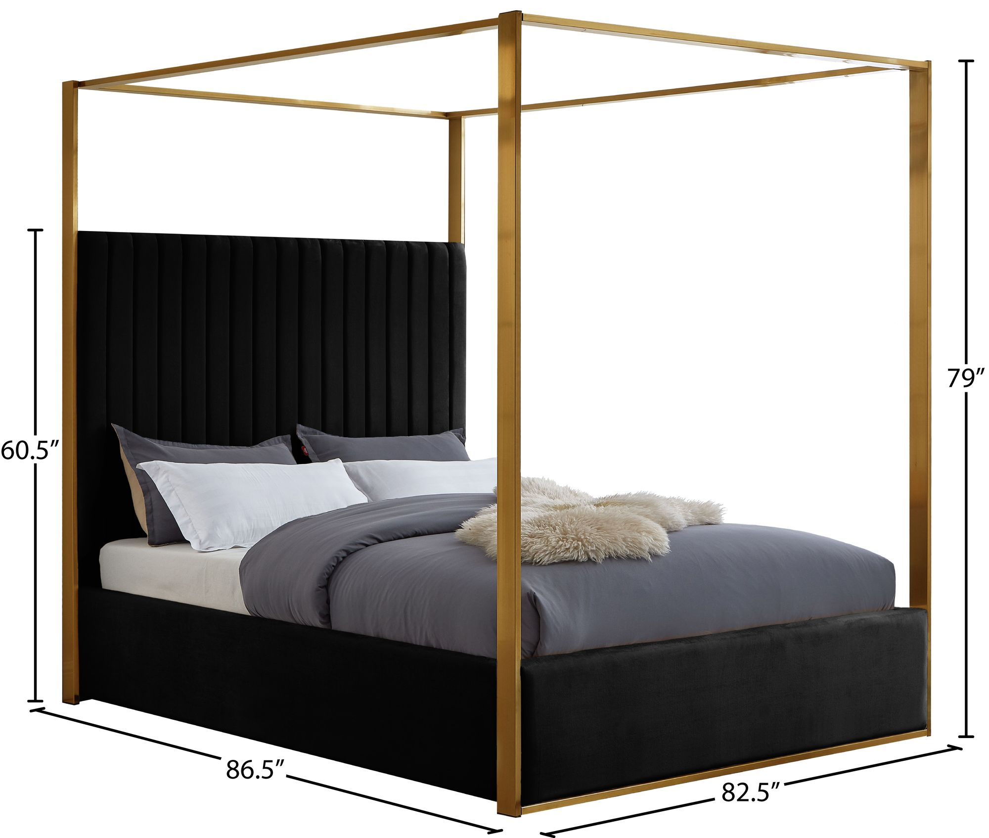Jones Velvet King Size Canopy Bed