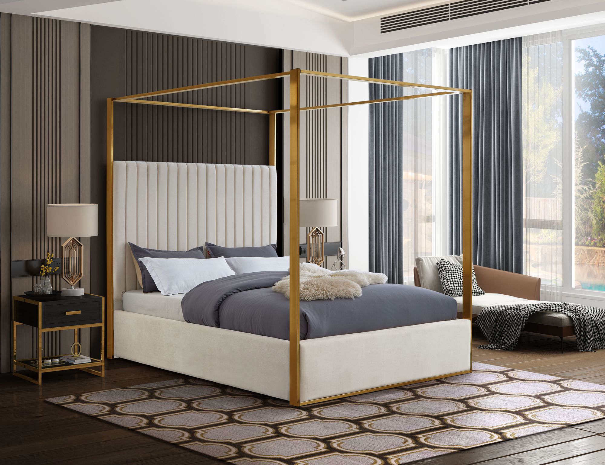 Jones Velvet King Size Canopy Bed