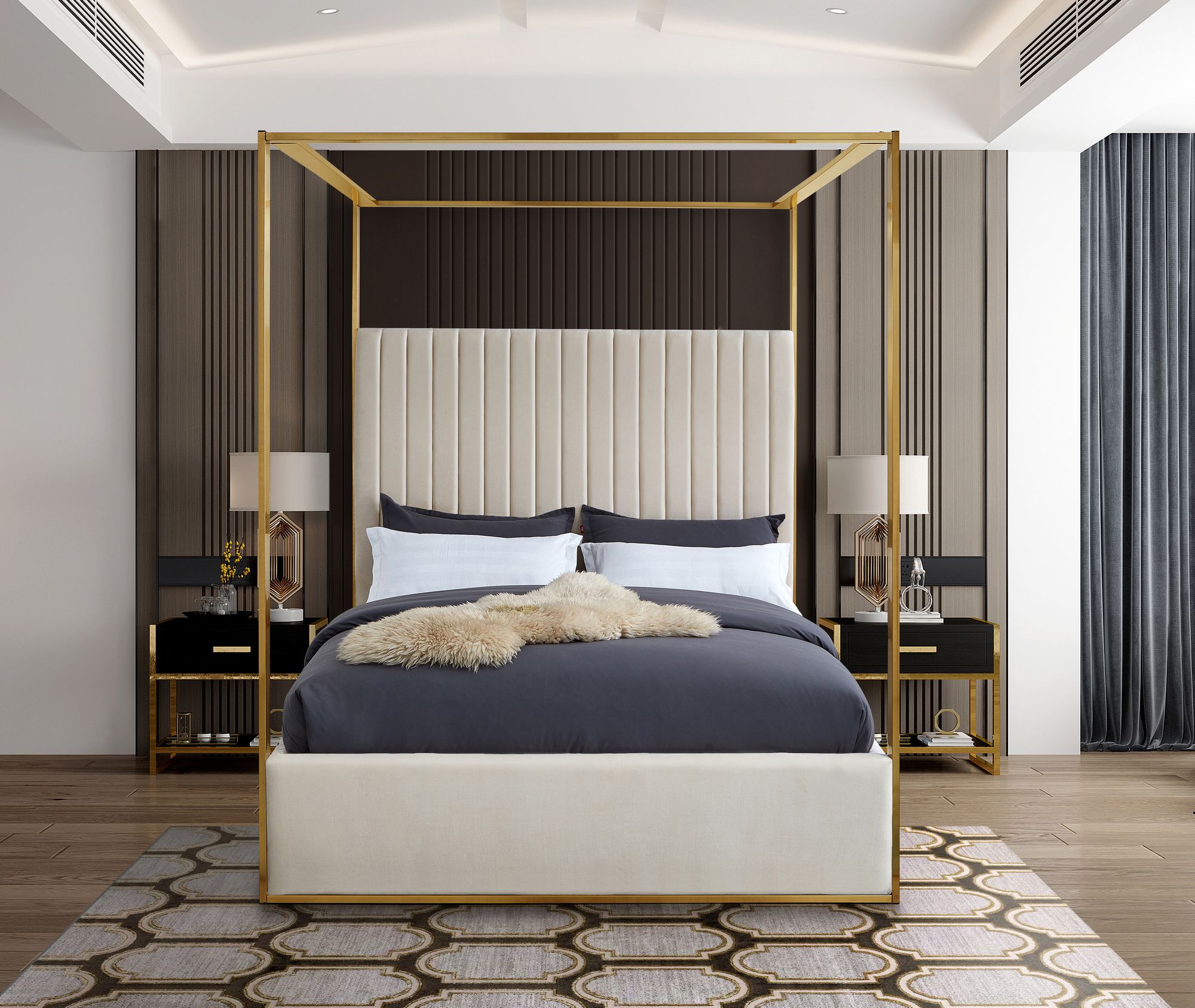 Jones Velvet King Size Canopy Bed