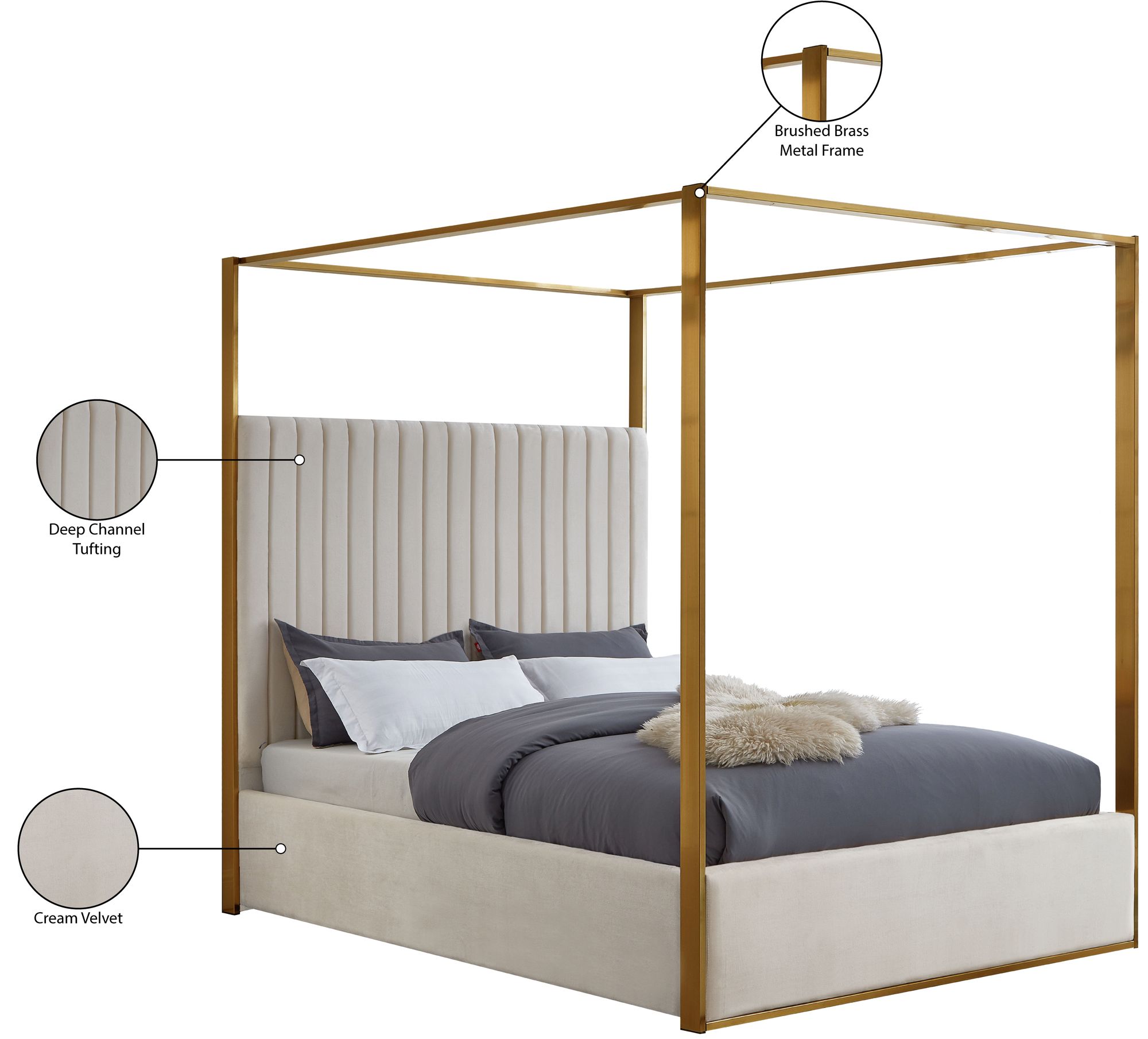 Jones Velvet Queen Size Canopy Bed