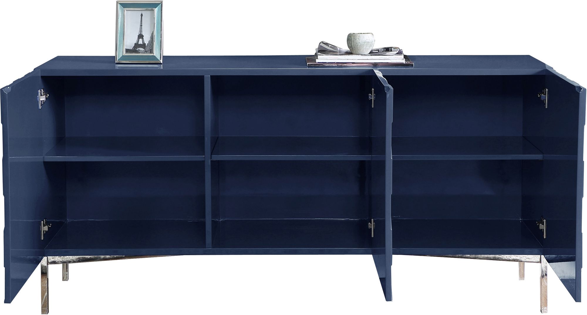 Collette 3-Door Sideboard with Chrome Stainless Steel Base