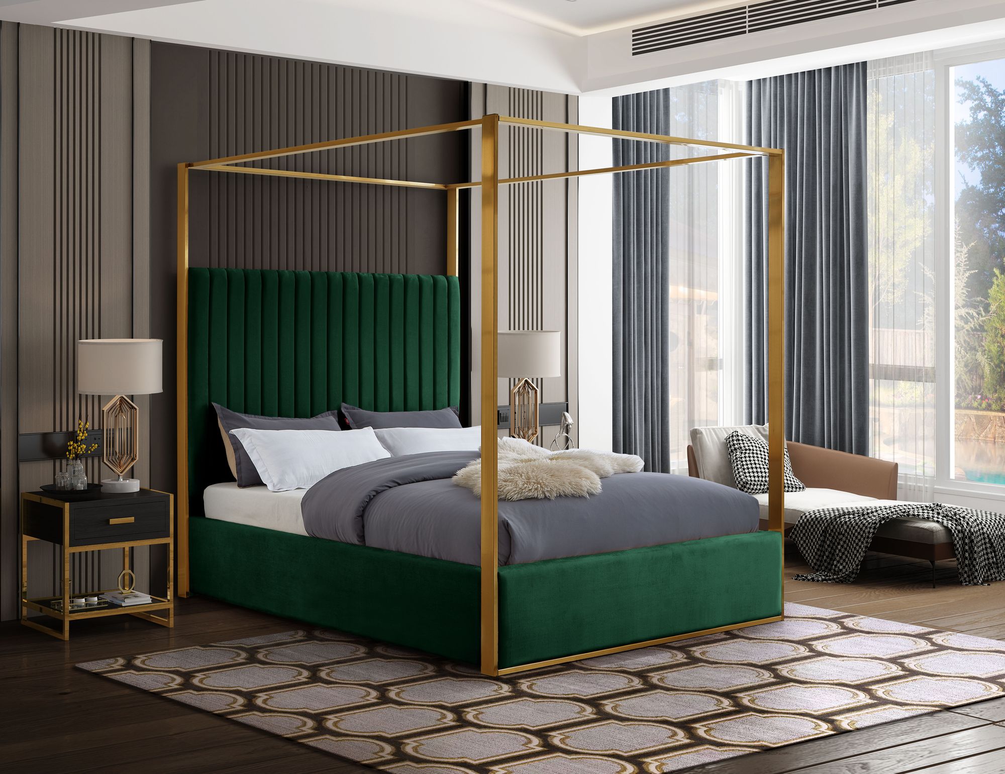 Jones Velvet King Size Canopy Bed