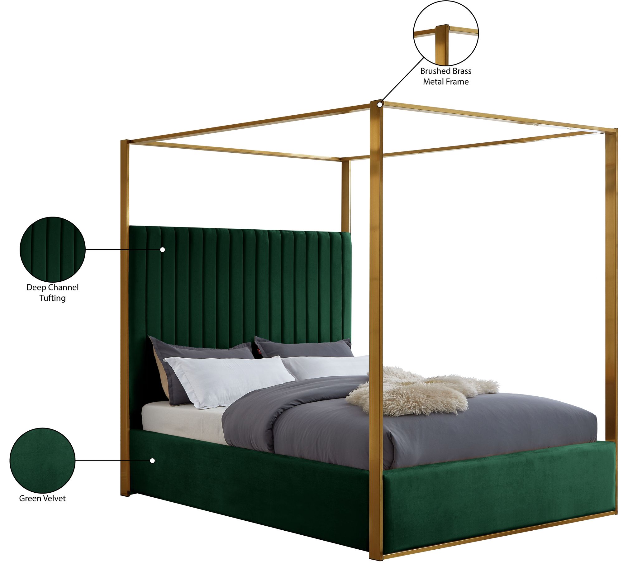 Jones Velvet Queen Size Canopy Bed