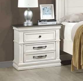 Eden Bedroom Set White & Dark Two-Tone Farmhouse Bedroom Furniture with Antique Hardware