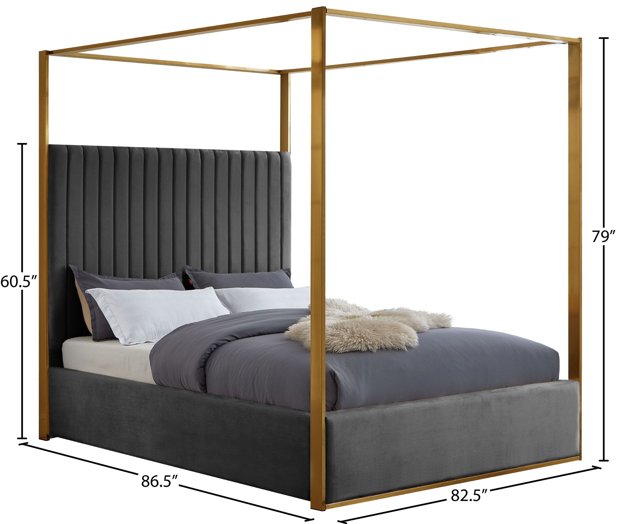 Jones Velvet King Size Canopy Bed