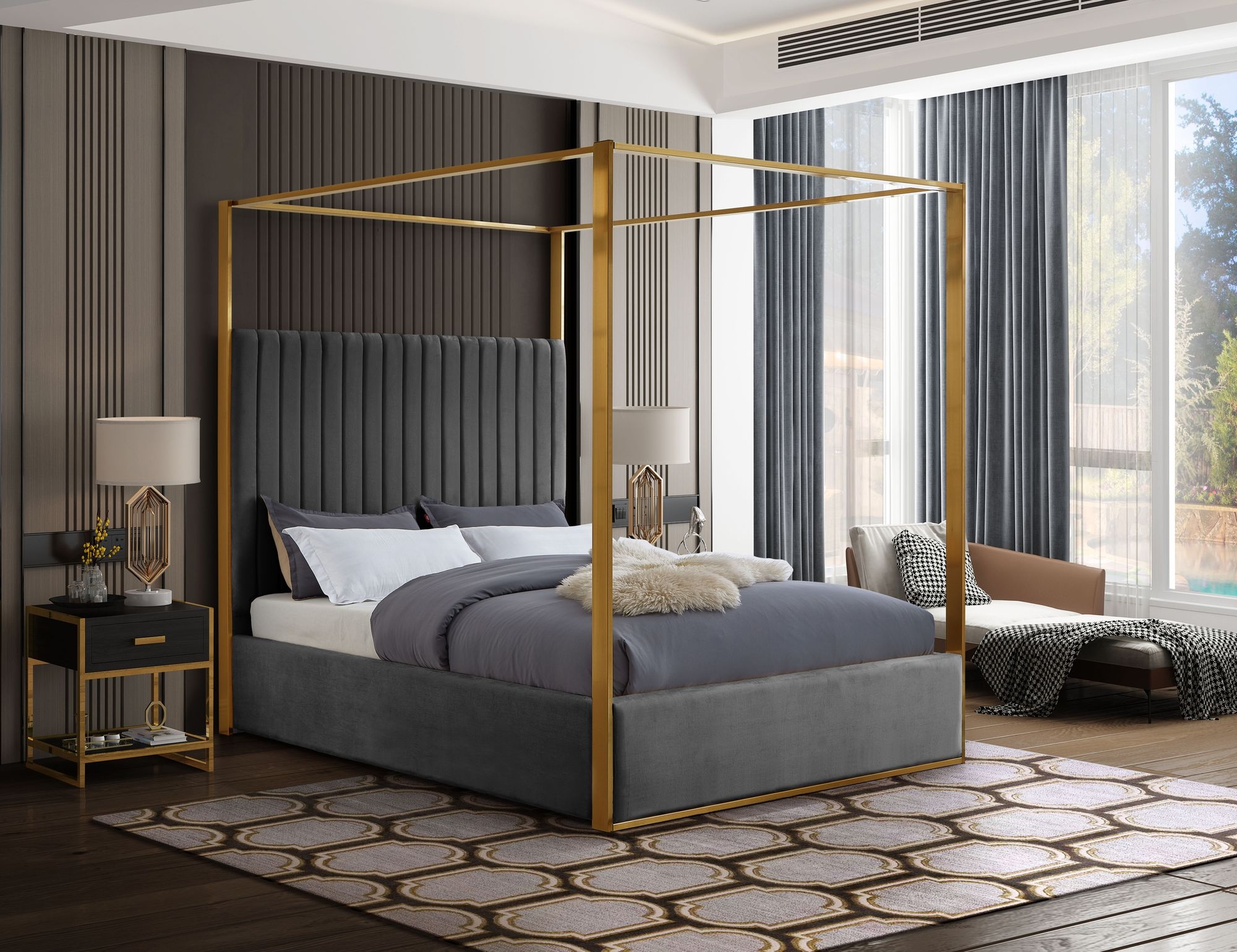 Jones Velvet Canopy Bed