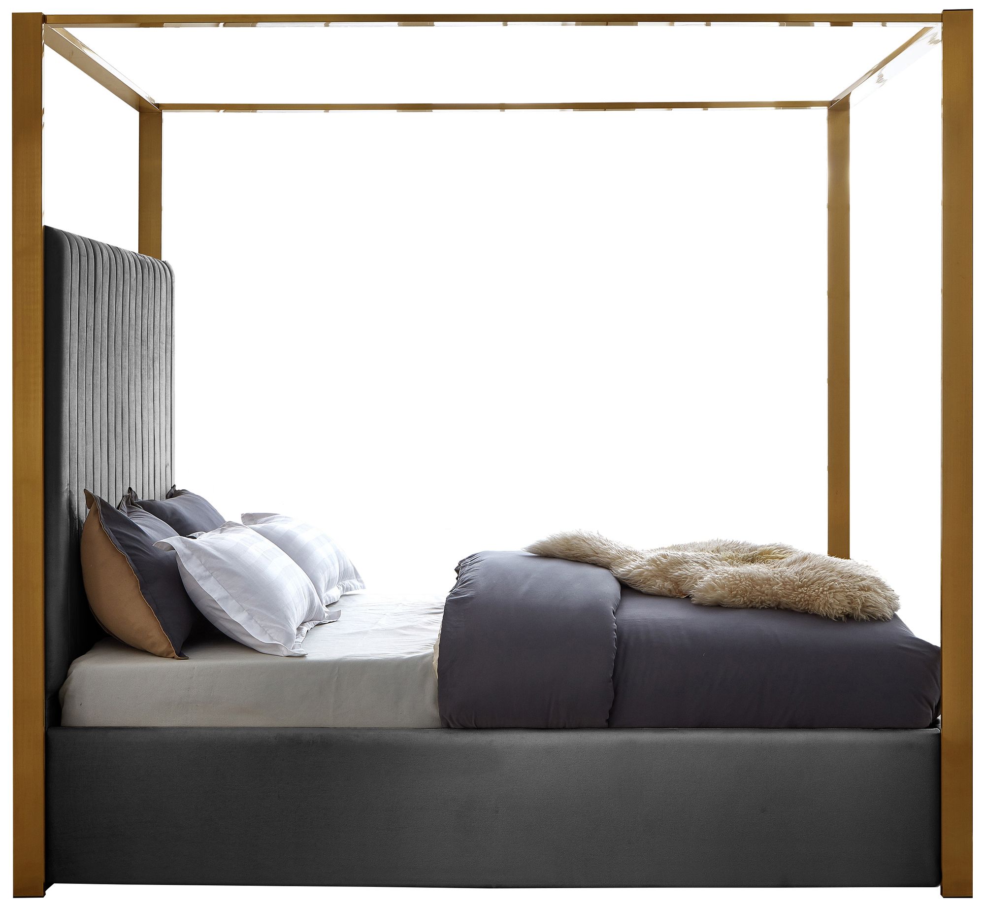 Jones Velvet Queen Size Canopy Bed