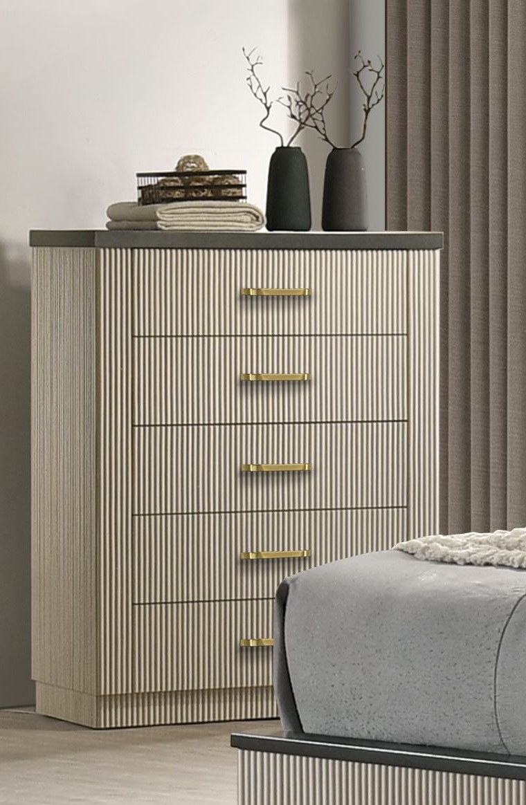 Casey Bedroom Set Modern Bedroom Furniture Collection with Gold Accents