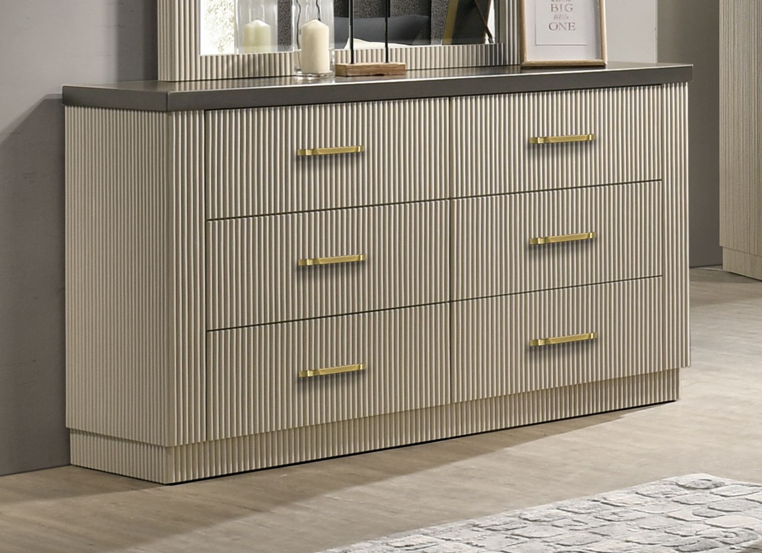 Casey Bedroom Set Modern Bedroom Furniture Collection with Gold Accents