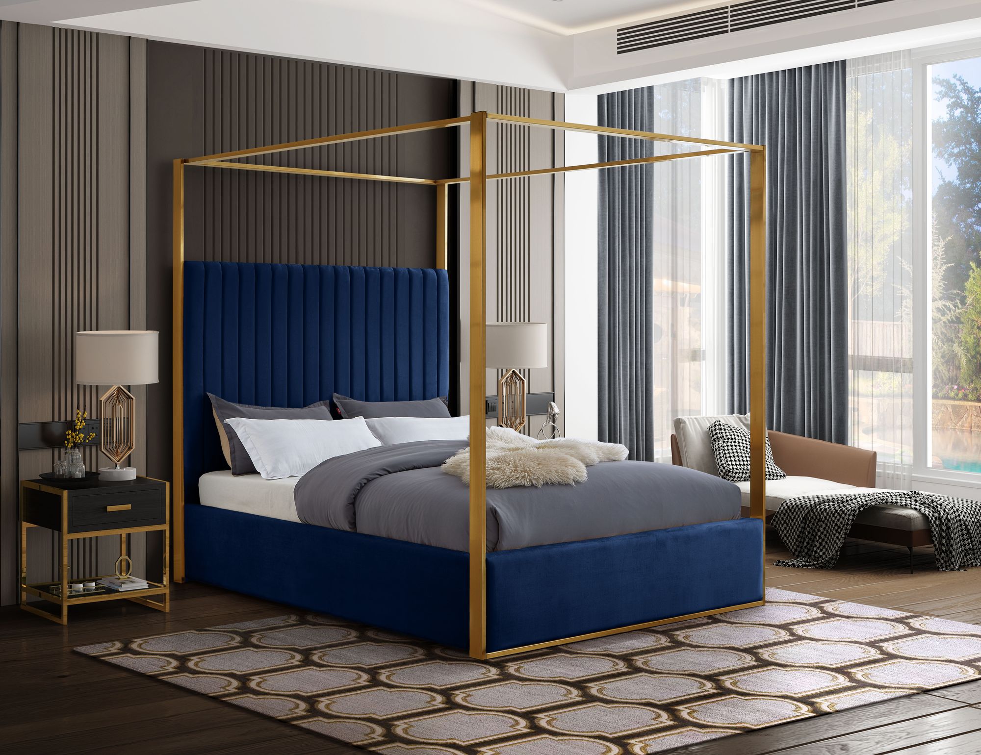 Jones Velvet King Size Canopy Bed