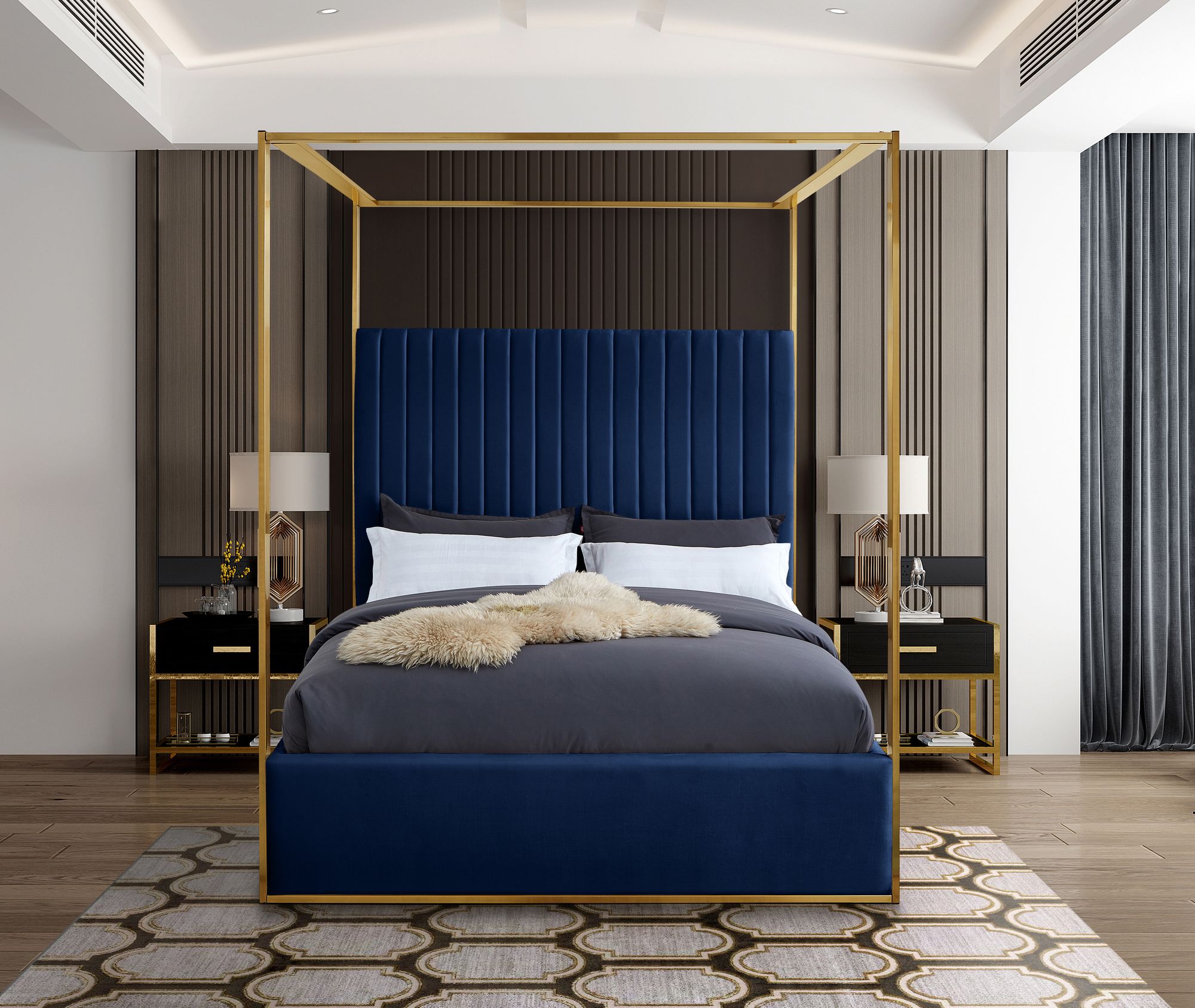 Jones Velvet King Size Canopy Bed