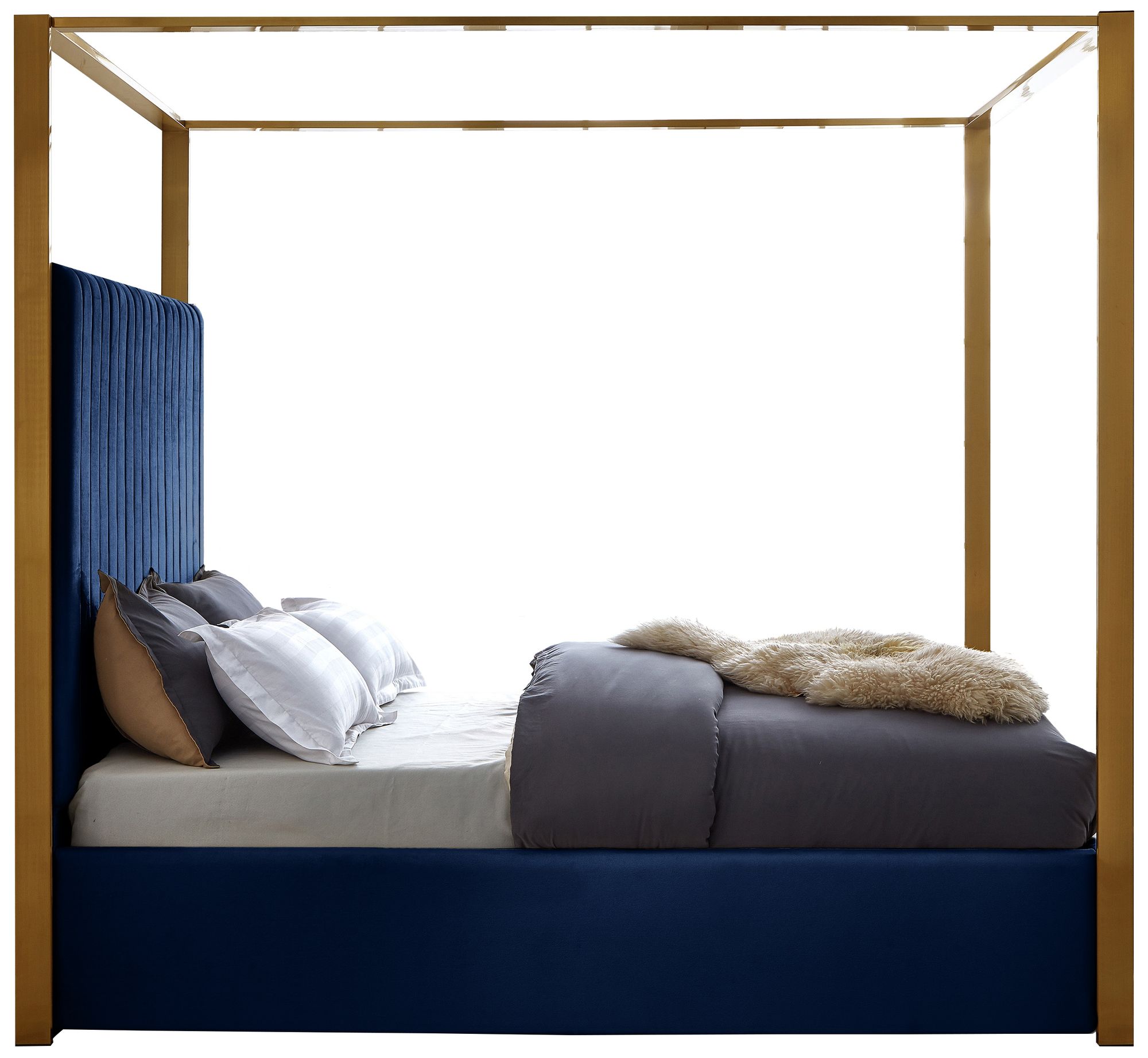 Jones Velvet King Size Canopy Bed