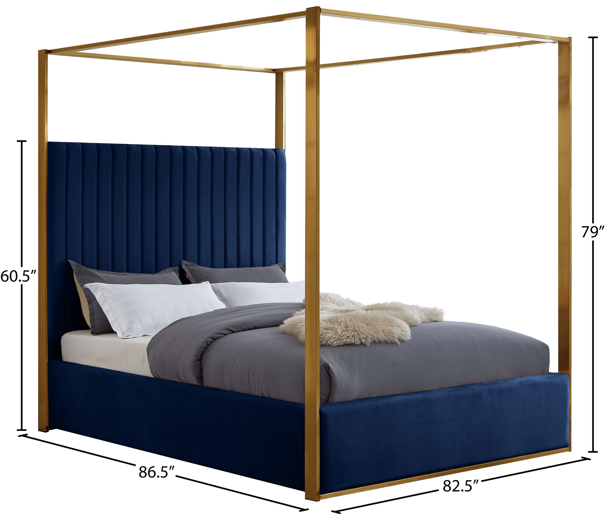 Jones Velvet King Size Canopy Bed