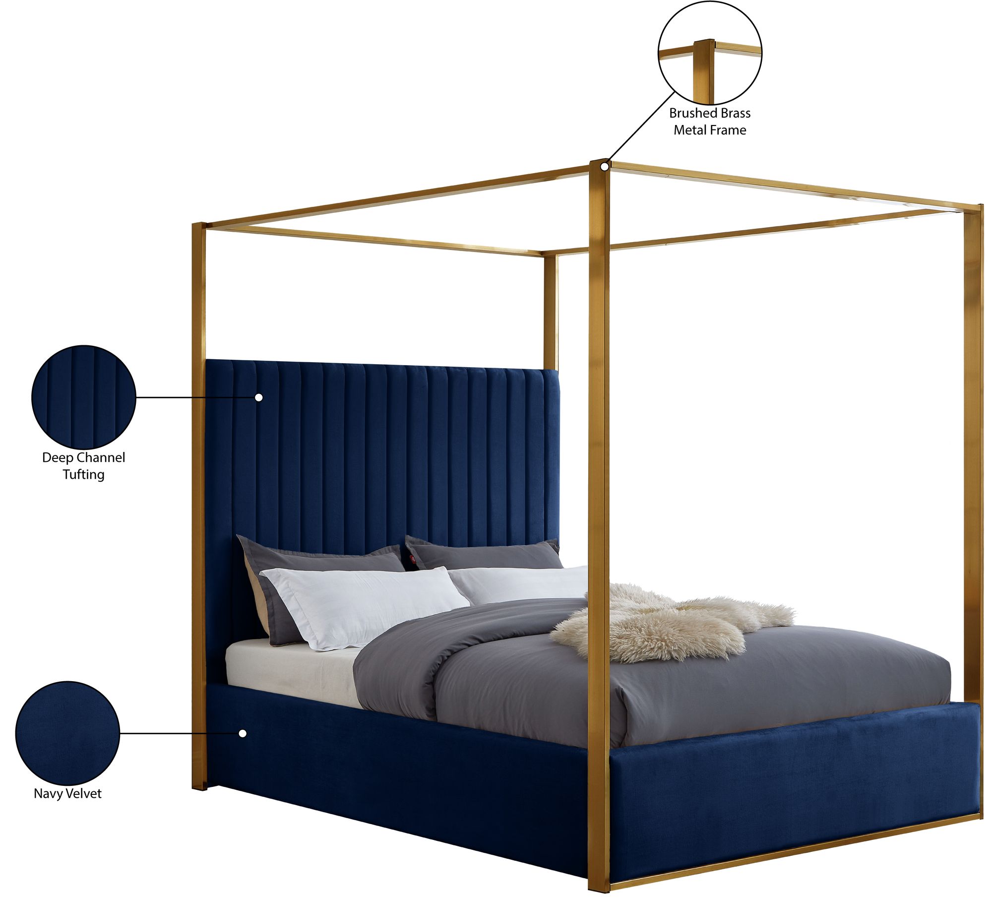 Jones Velvet King Size Canopy Bed