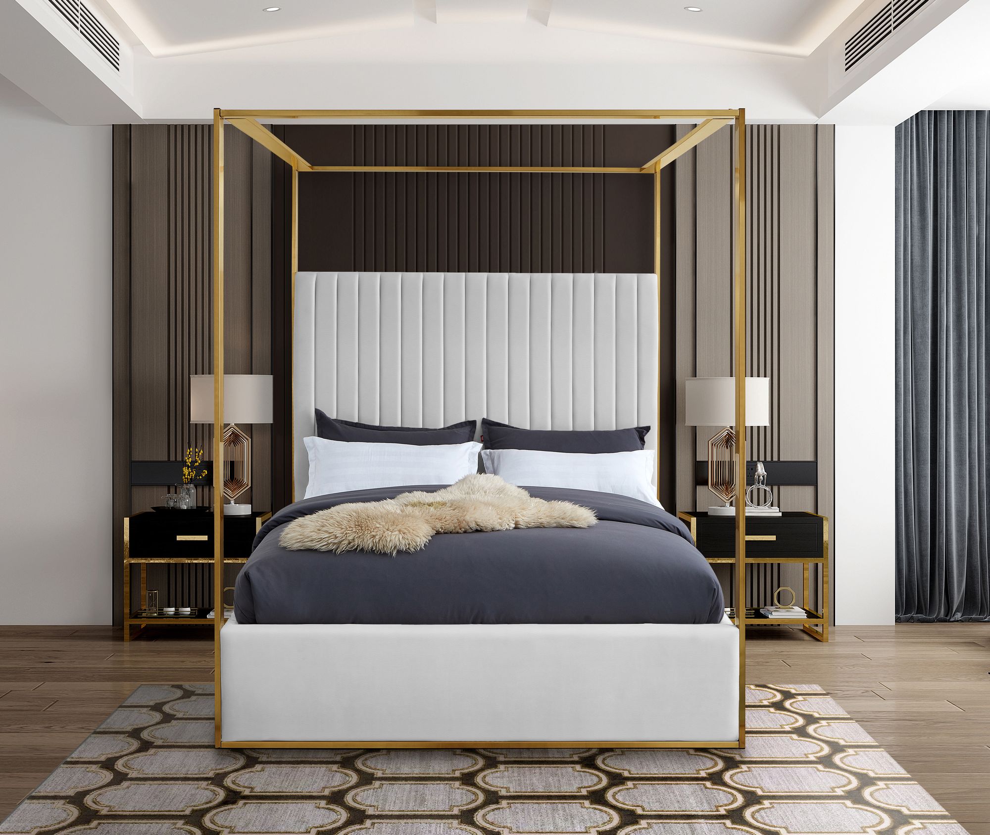 Jones Faux Leather King Size Canopy Bed