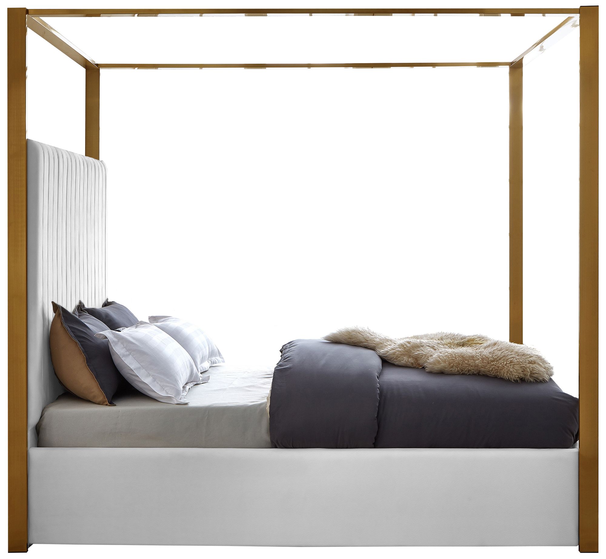Jones Faux Leather King Size Canopy Bed