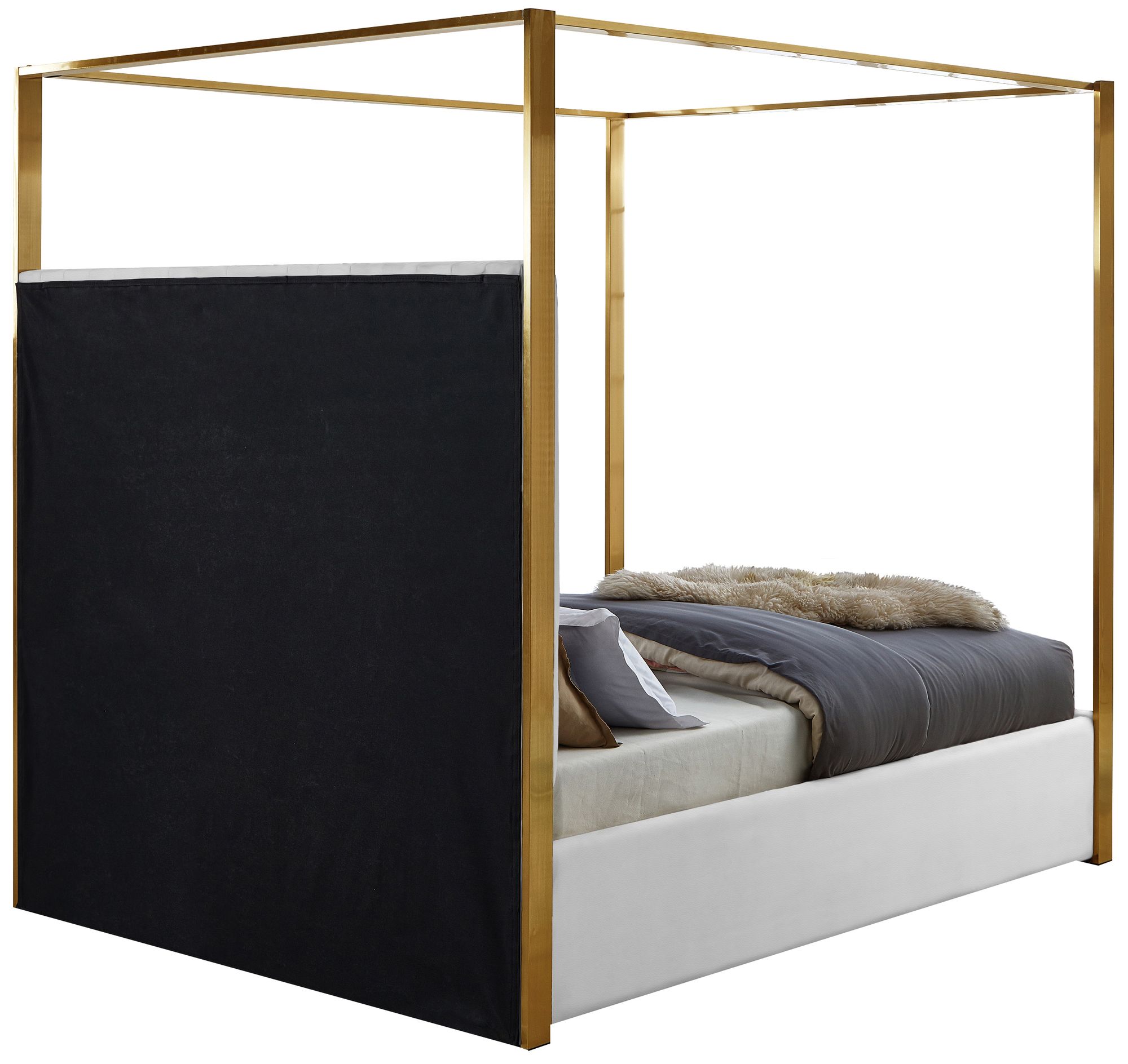 Jones Faux Leather King Size Canopy Bed
