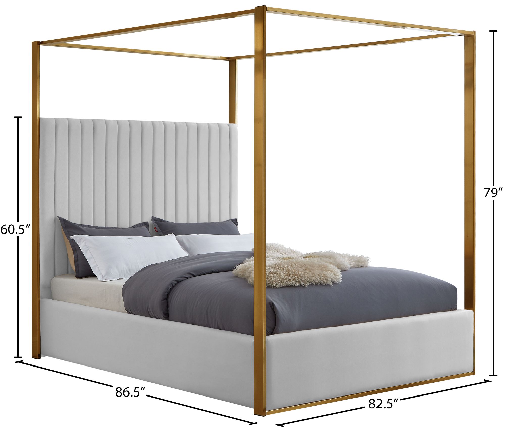 Jones Faux Leather King Size Canopy Bed