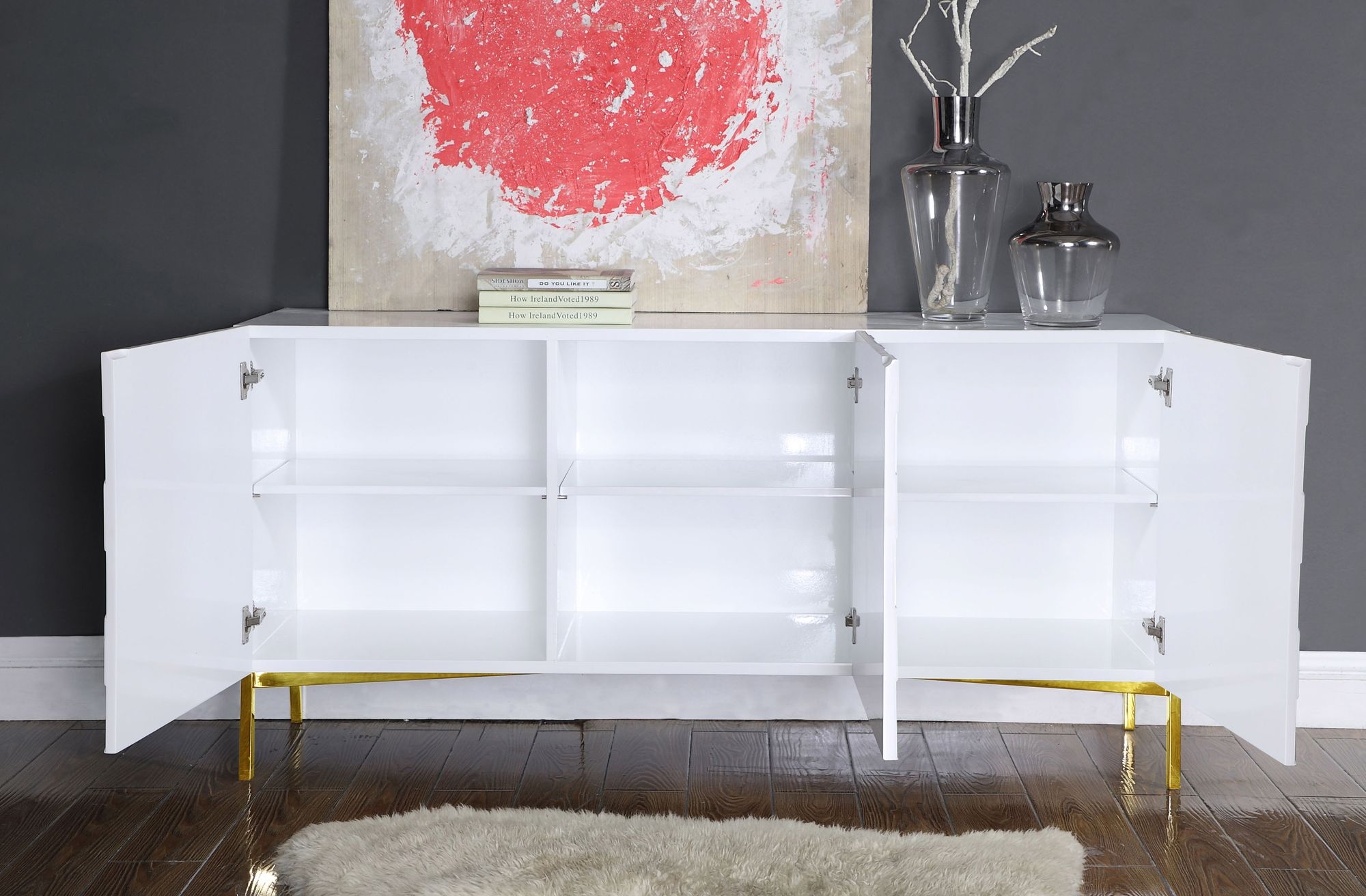 Collette 3-Door Sideboard with Stainless Steel Base