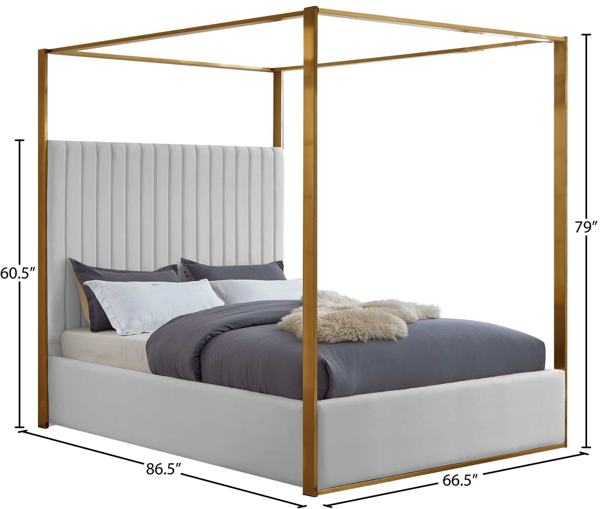 Jones Faux Leather Queen Size Canopy Bed