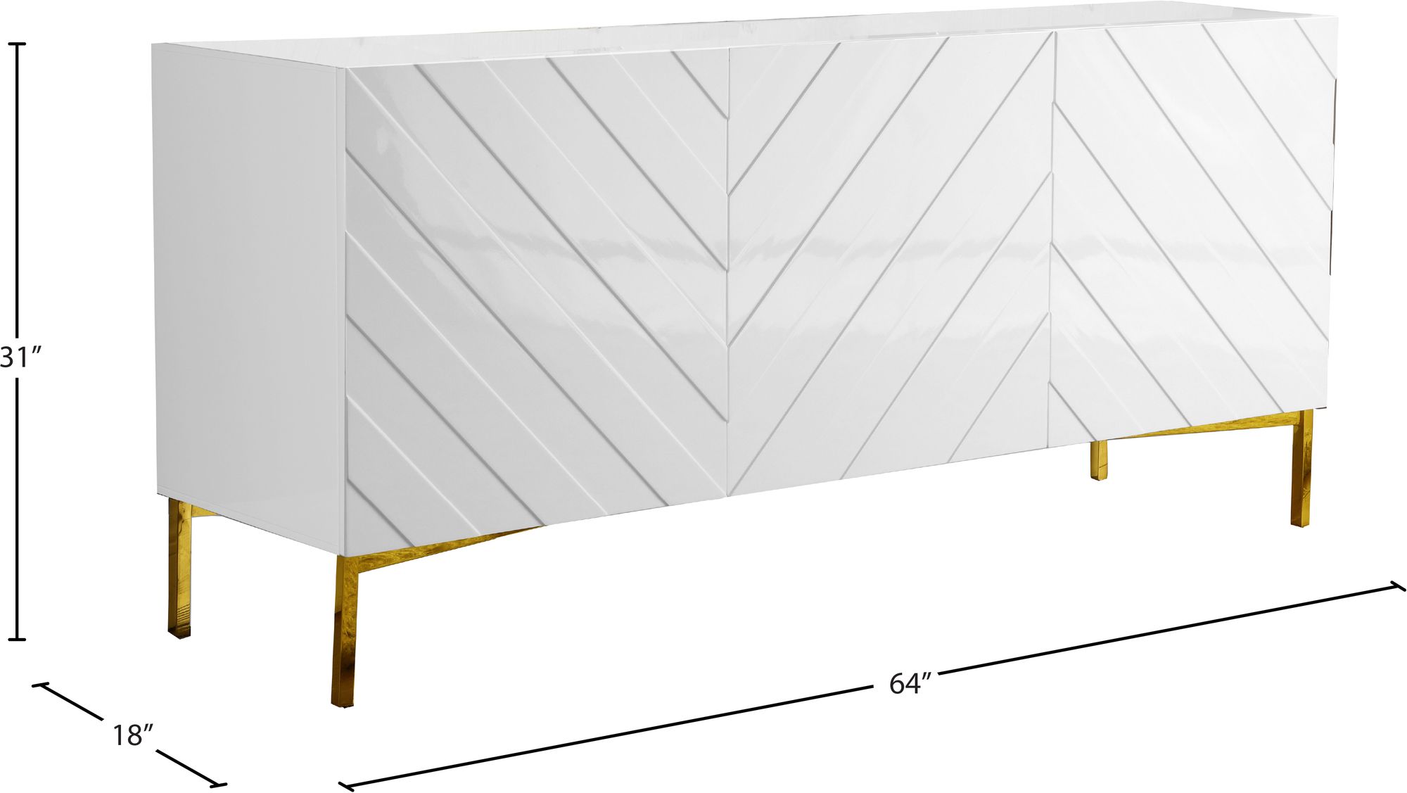 Collette 3-Door Sideboard with Gold Stainless Steel Base