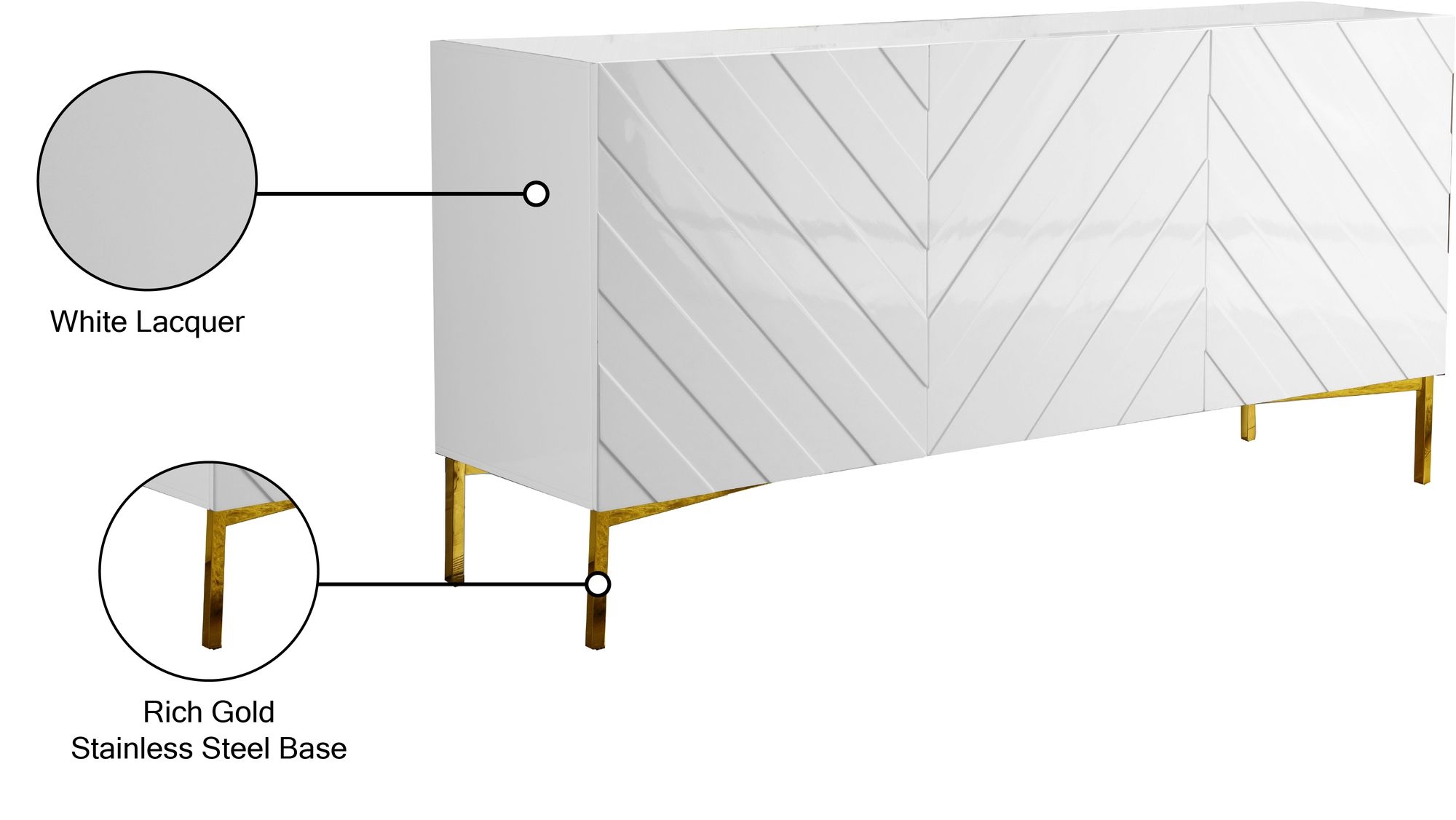 Collette 3-Door Sideboard with Stainless Steel Base