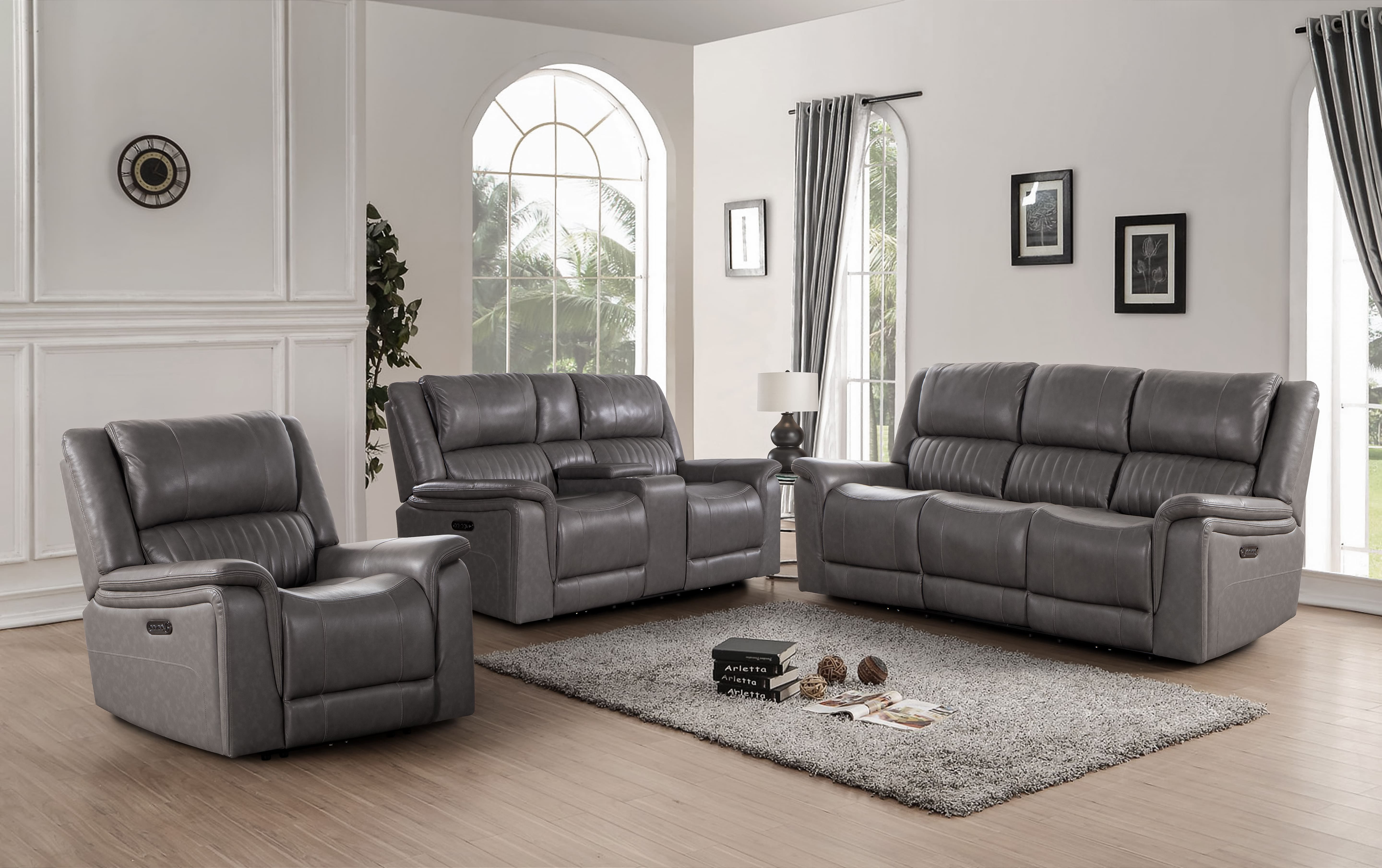 Palmer Power Reclining Loveseat with Console – Italian Leather