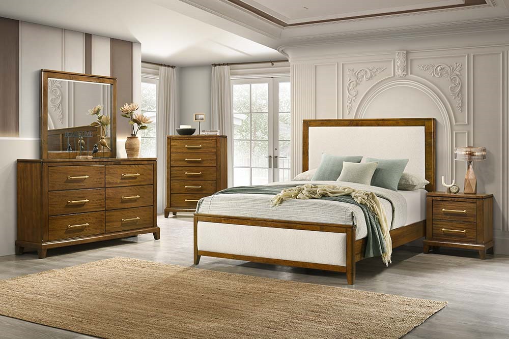 Charlotte Dresser Mirror Rectangular Walnut Wood Framed Bedroom Wall Mirror