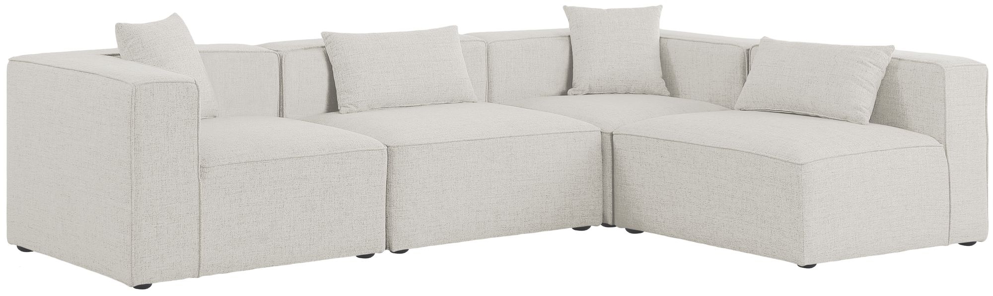 Cube 108" 4-Piece Linen Fabric Modular Corner Sectional