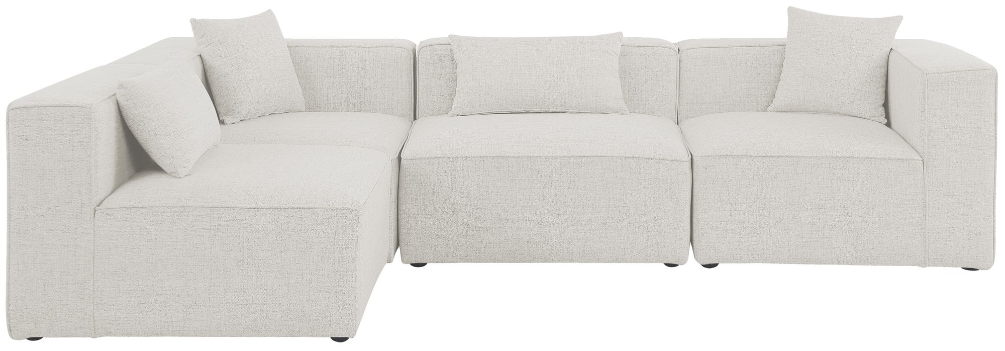Cube 108" 4-Piece Linen Fabric Modular Corner Sectional