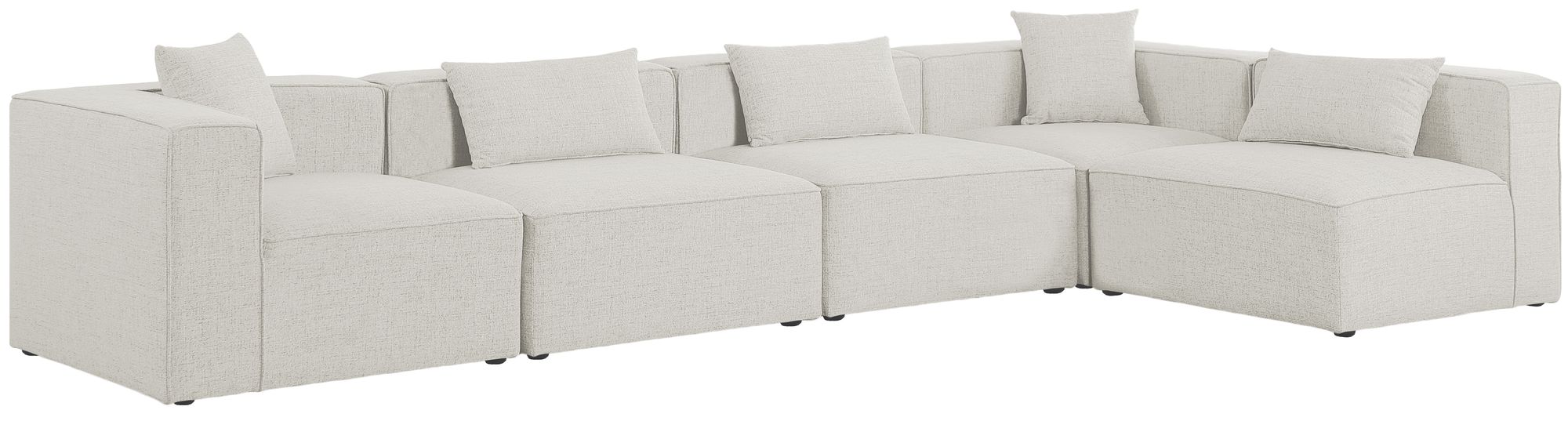 Cube 144" 5-Piece Linen Fabric Modular Corner Sectional