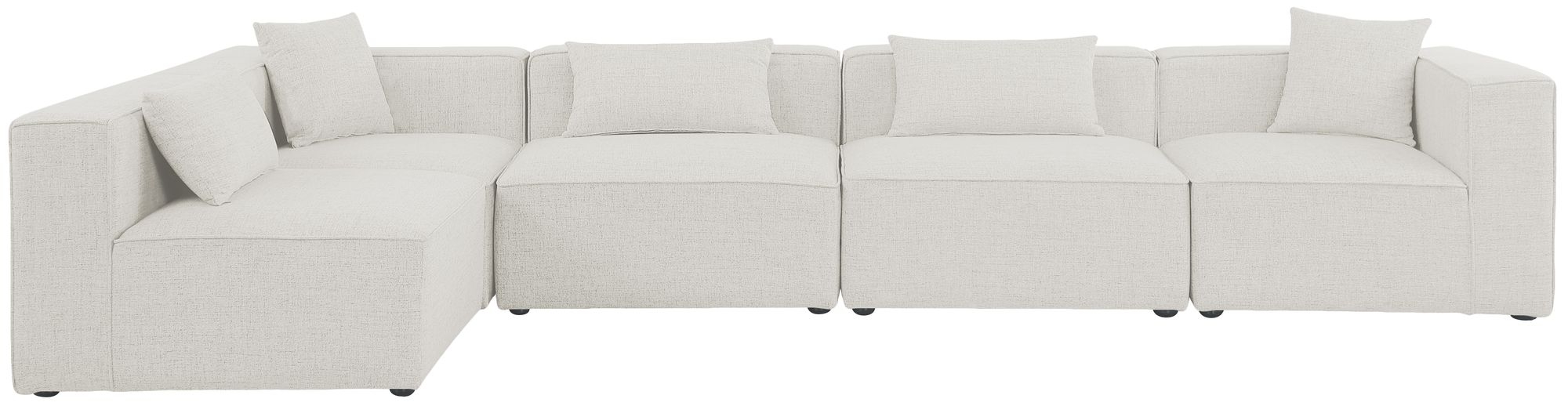 Cube 144" 5-Piece Linen Fabric Modular Corner Sectional