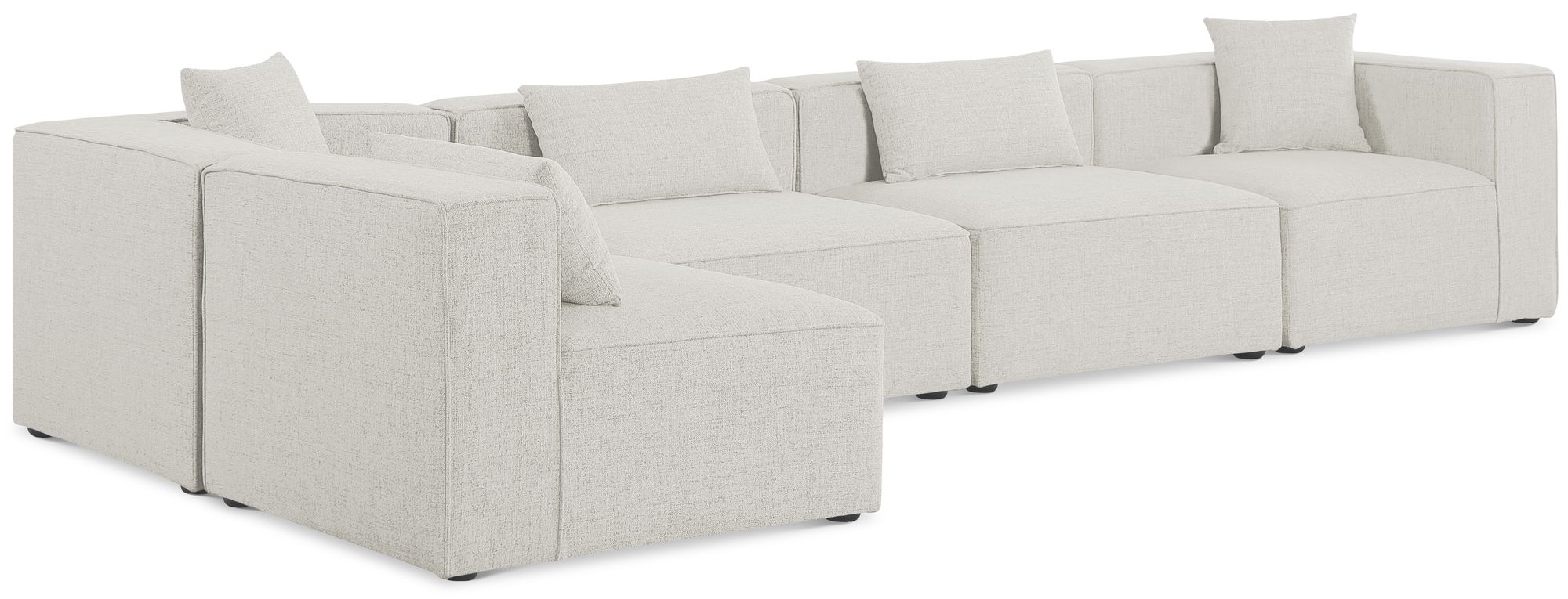 Cube 144" 5-Piece Linen Fabric Modular Corner Sectional