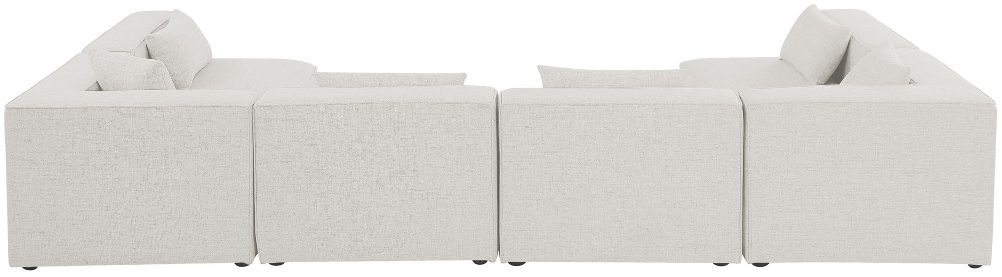 Cube 144" 6-Piece Linen Fabric Modular Corner U-Shape Sectional