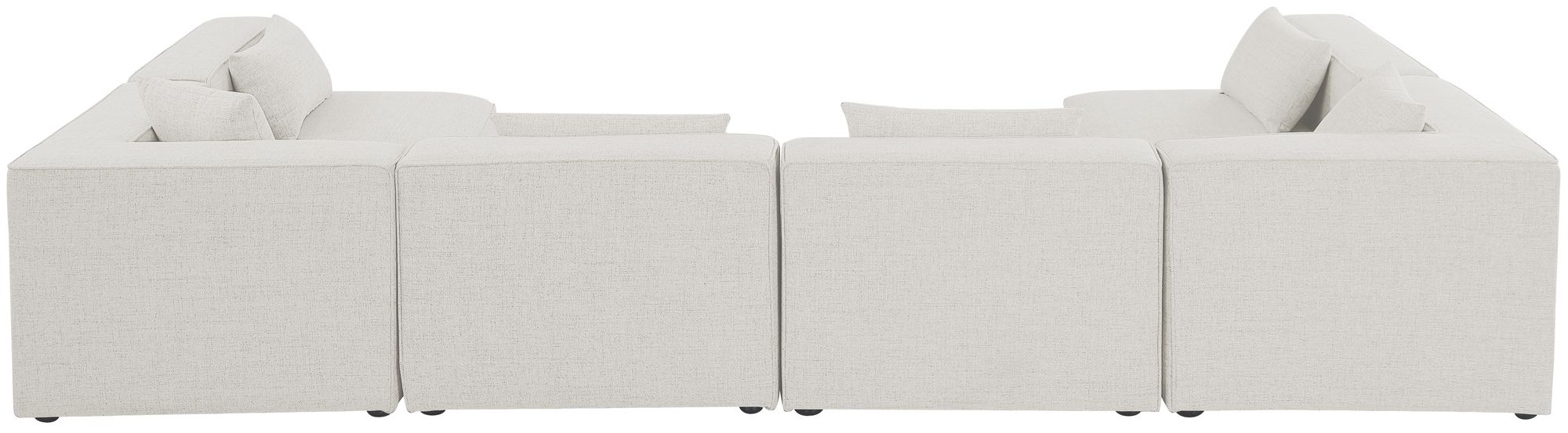 Cube 144" 6-Piece Linen Fabric Modular Corner U-Shape Sectional