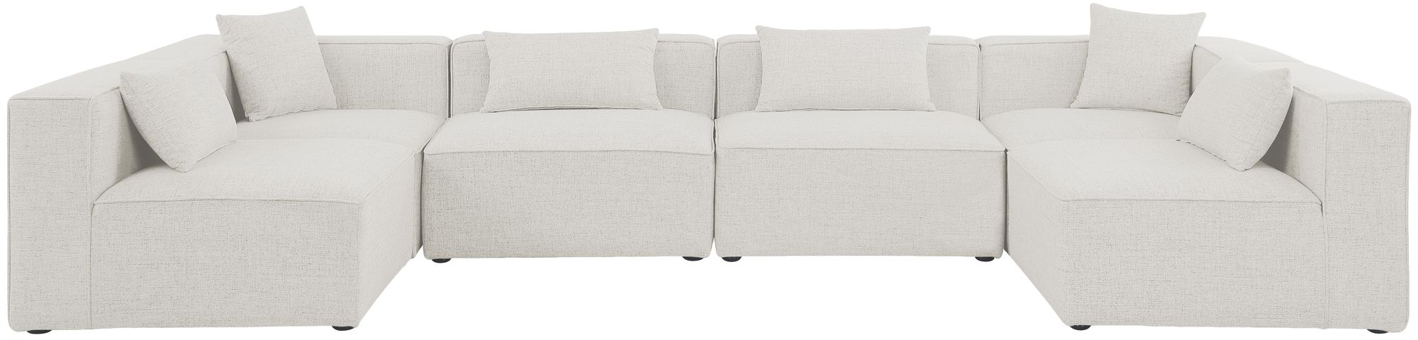 Cube 144" 6-Piece Linen Fabric Modular Corner U-Shape Sectional