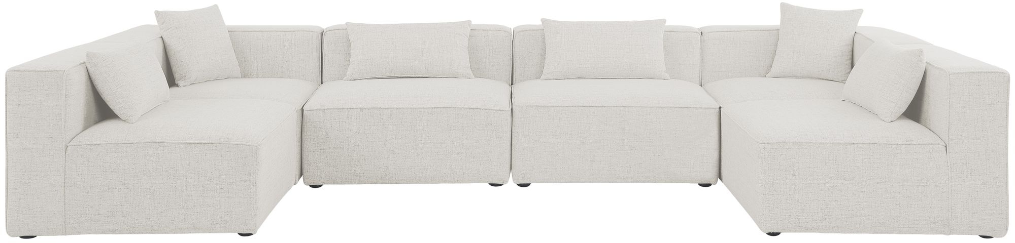 Cube 144" 6-Piece Linen Fabric Modular Corner U-Shape Sectional