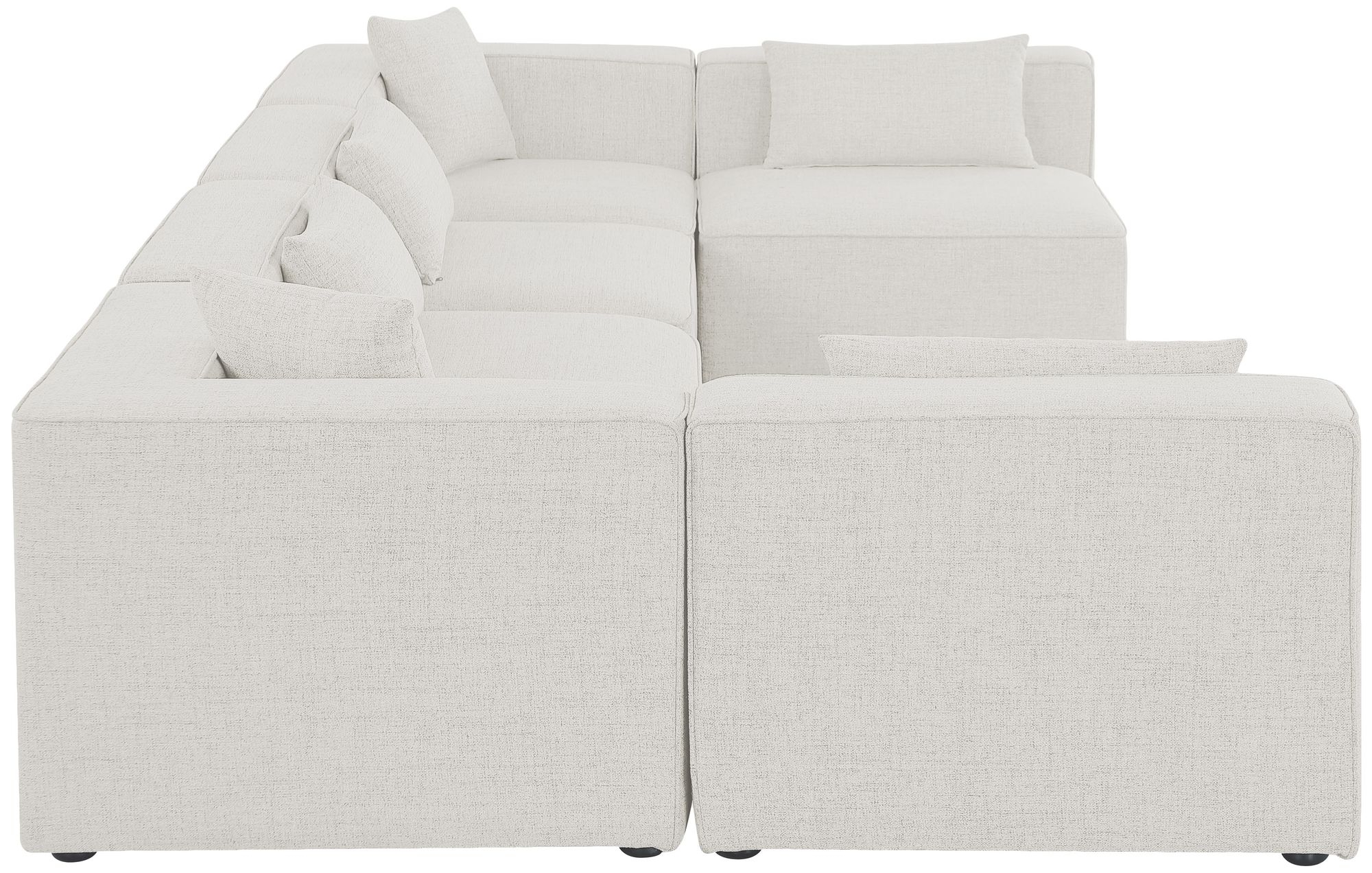 Cube 144" 6-Piece Linen Fabric Modular Corner U-Shape Sectional