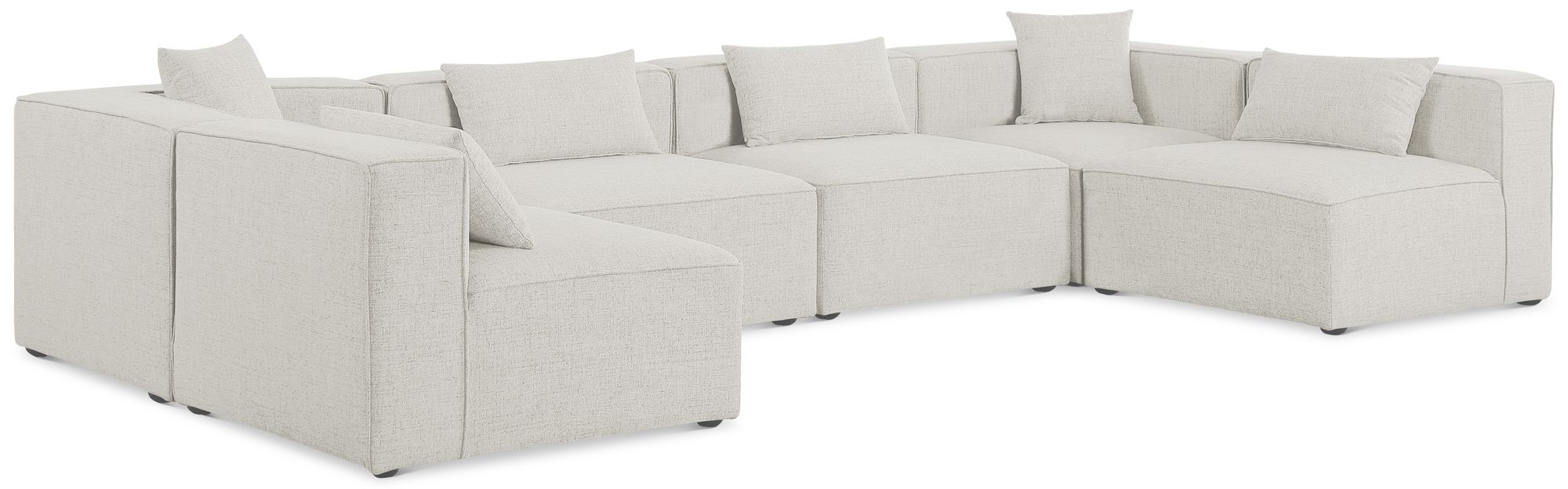 Cube 144" 6-Piece Linen Fabric Modular Corner U-Shape Sectional