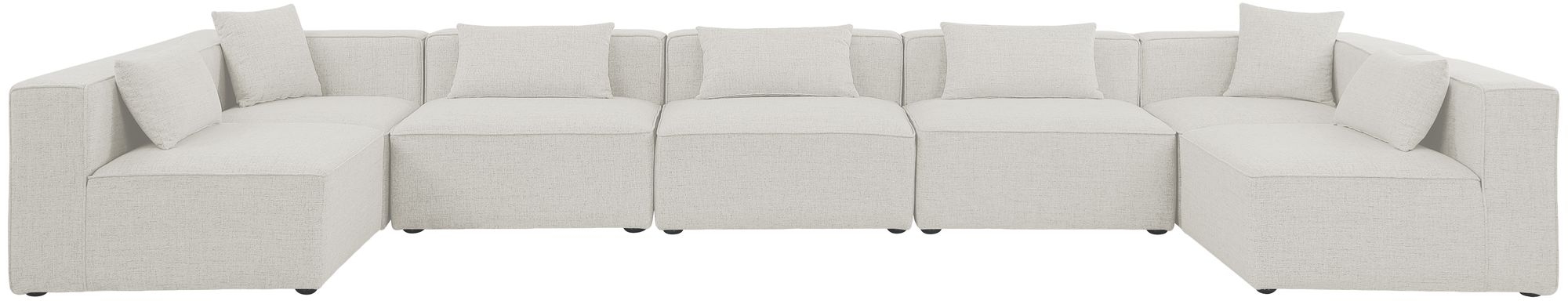 Cube 180" 7-Piece Linen Fabric Modular Sectional