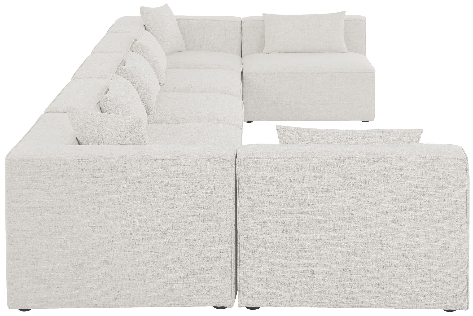 Cube 180" 7-Piece Linen Fabric Modular Sectional