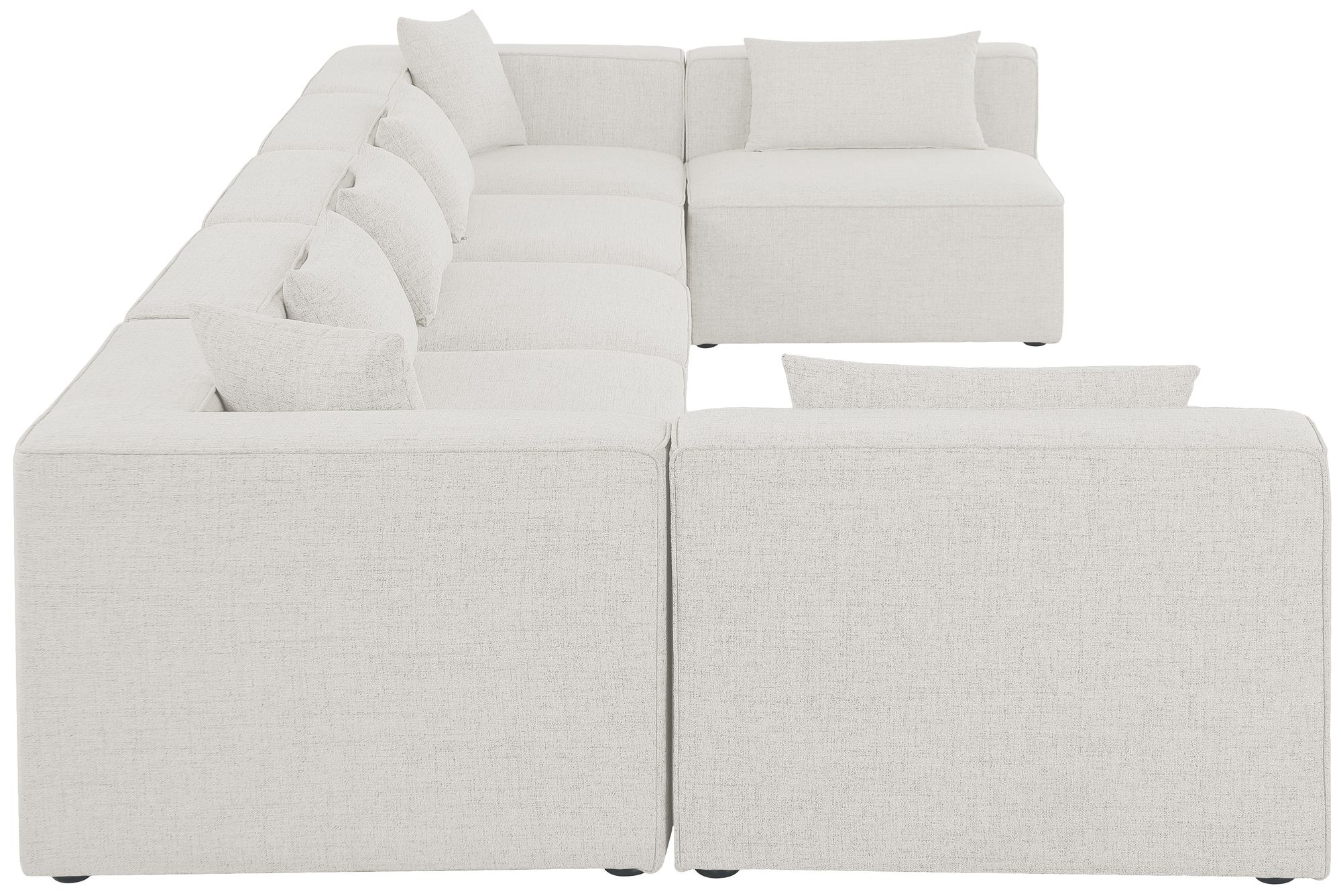 Cube 180" 7-Piece Linen Fabric Modular Sectional