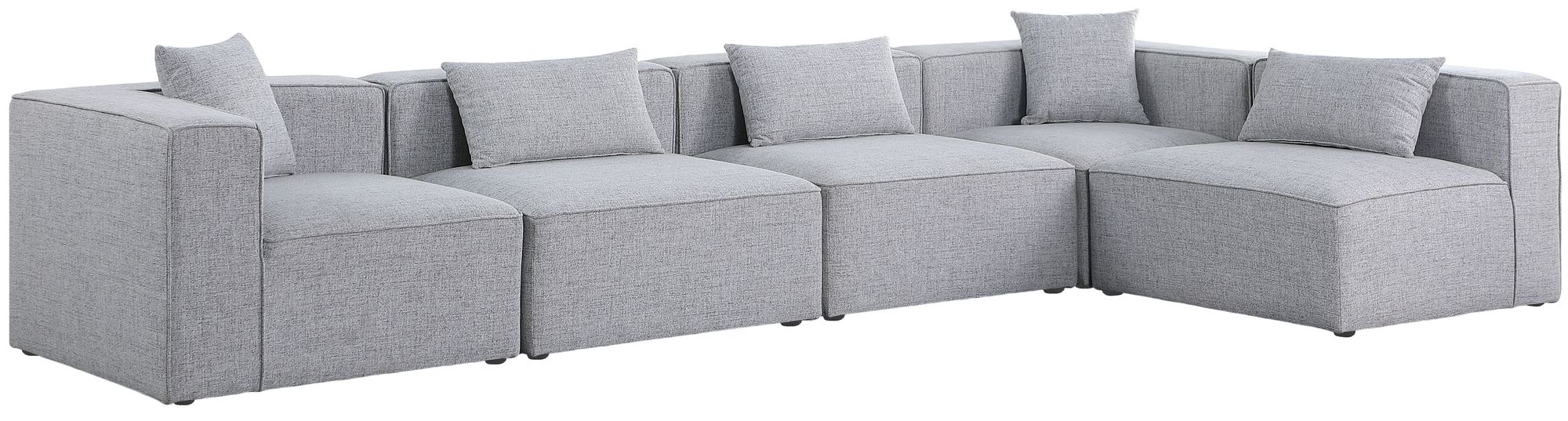 Cube 144" 5-Piece Linen Fabric Modular Corner Sectional