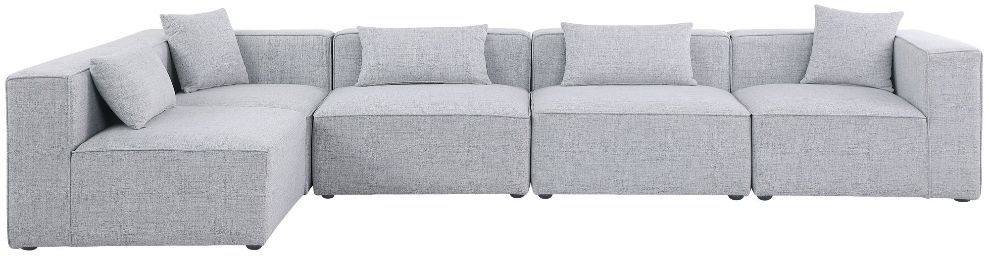 Cube 144" 5-Piece Linen Fabric Modular Corner Sectional