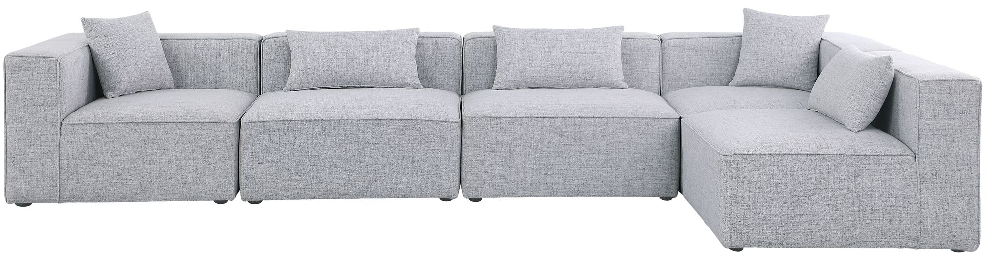 Cube 144" 5-Piece Linen Fabric Modular Corner Sectional
