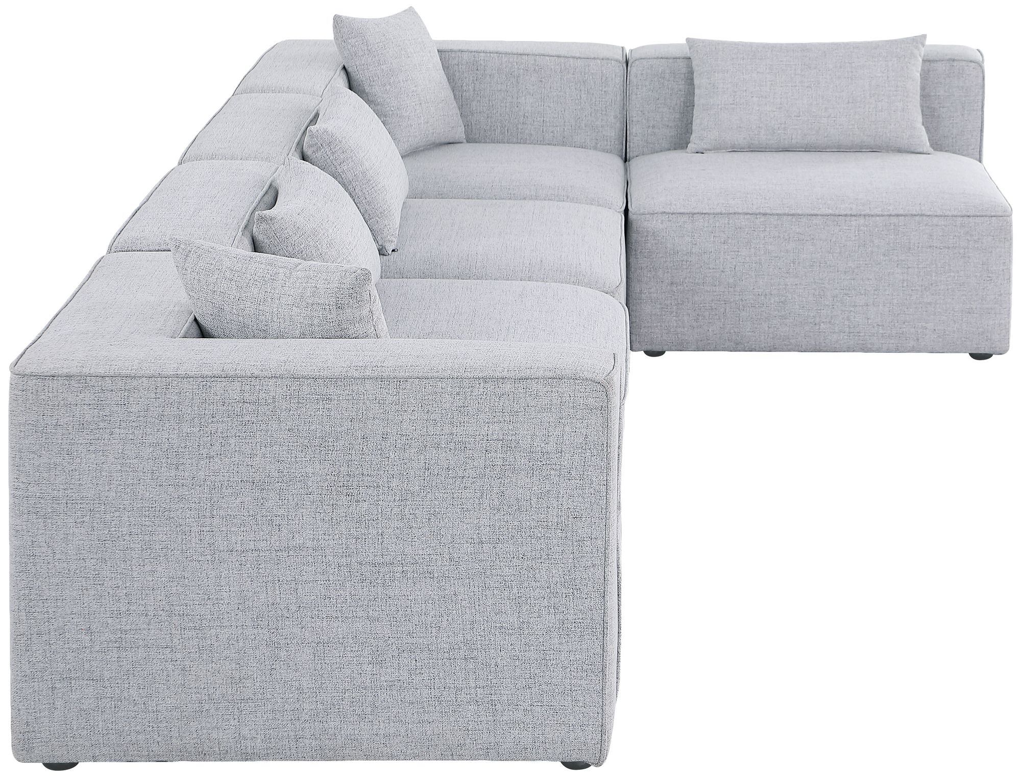 Cube 144" 5-Piece Linen Fabric Modular Corner Sectional